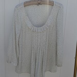 2/$20 LOFT Ivory Blouse with Black Speckles